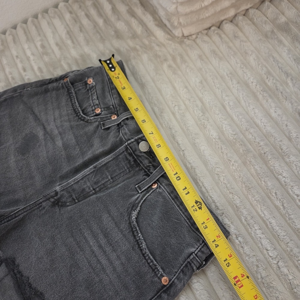 Levi's 501 Original Shorts Size 27 W27 Black Jean Frayed Cutoff Button Fly - Picture 6 of 12